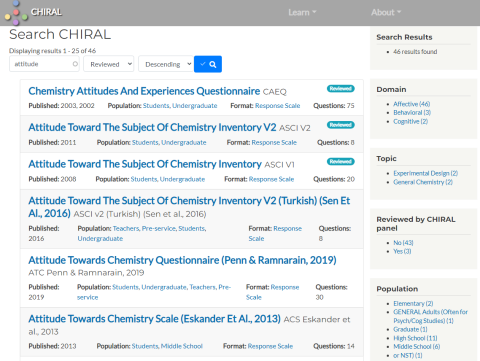 Image of the search page of CHIRAL